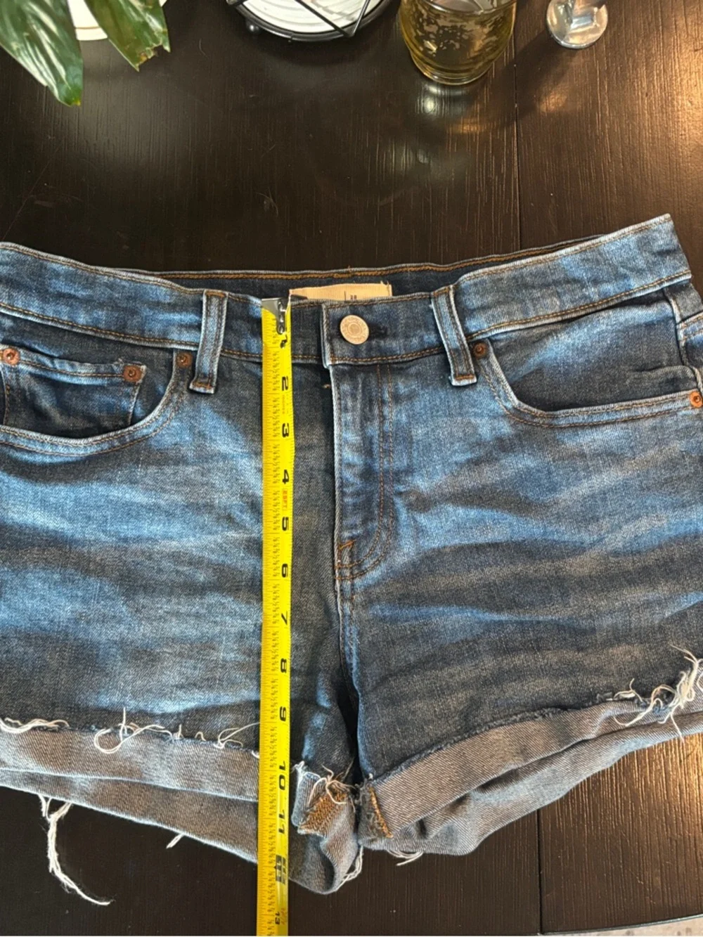 GAP Women's Medium‎ Blue Rolled Frayed Hem Denim Shorts
